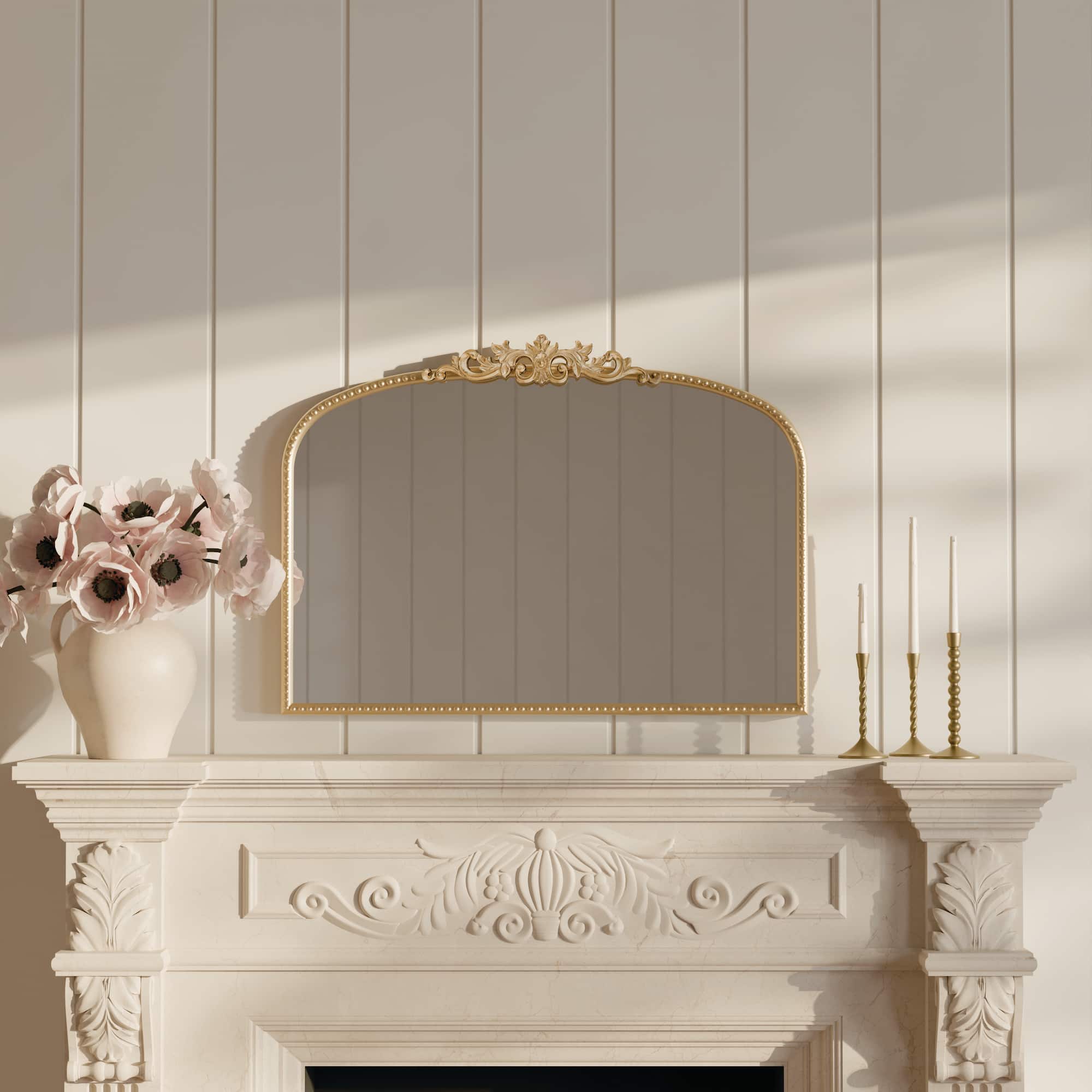 28" x 20" Ornate Wide Arch Wall Mirror in Gold Metal Frame by Ashland®